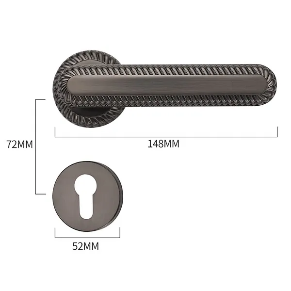 Filta Matte Black Modern Interior Passage Door Handle Set With Key For